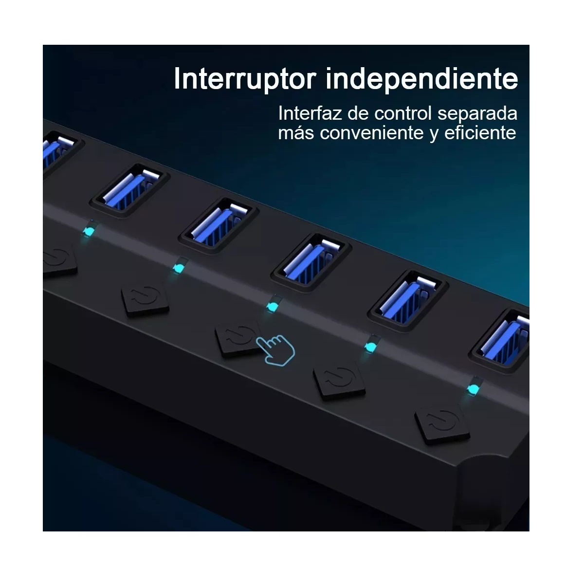 Hub Concentrador Multi Contacto Usb 7 Puertos Switch Negro
