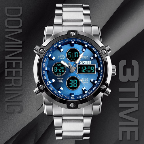 Reloj Digital Hombre Acero Inoxidable Deportivo Impermeable