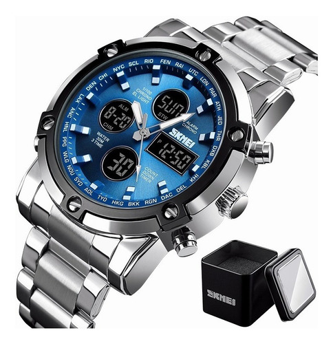 Reloj Digital Hombre Acero Inoxidable Deportivo Impermeable