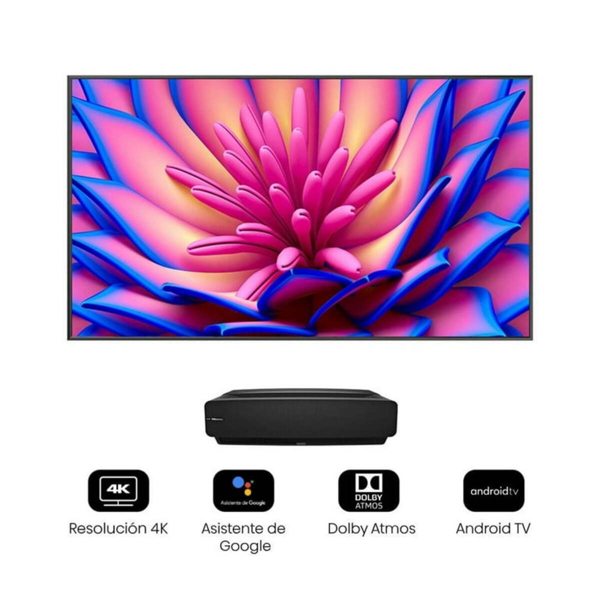 Proyector Hisense Laser 4K con Pantalla de Proyección ALR 120 Pulgadas 120L5G.