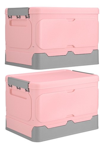 Caja Almacenamiento Plegable Plástico 2pzs Organizador Tapa rosa