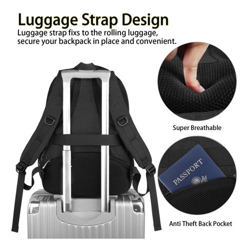 Mochila Para Laptop 17 Pulgadas, Mochila De Viaje 35l, Con Puerto Usb, Ideal Mochila Para Escolar Estudiante, Mochila Antirrobo Y Impermeable.