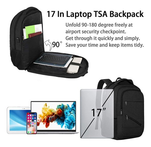 Mochila Para Laptop 17 Pulgadas, Mochila De Viaje 35l, Con Puerto Usb, Ideal Mochila Para Escolar Estudiante, Mochila Antirrobo Y Impermeable.