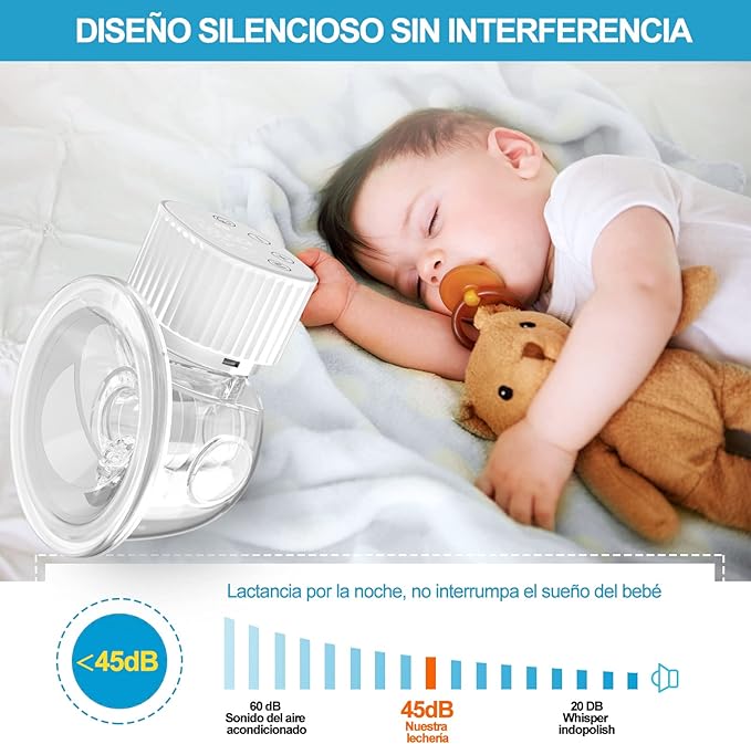 A Extractor de Leche Eléctrico, 3 Modos Extractor de Leche Manos Libres con Pantalla LED, Sacaleches Eléctricos con Bolsas para Leche Materna, Extractor de Leche Portátil viene Bridas de 19 y 22 mm.