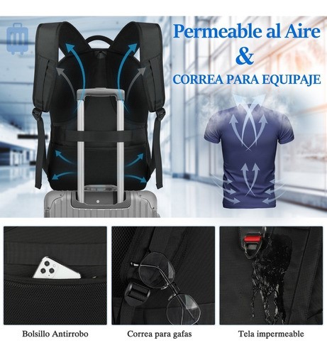 Mochila viaje IGOLUMON IG5591 color negro 45L.