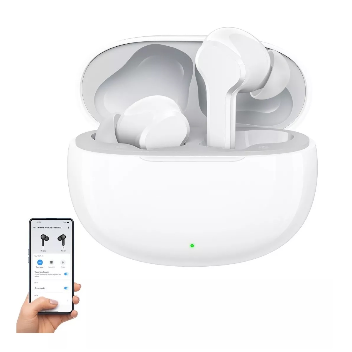 Audífonos Cancelación De Ruido Táctil Realme Buds T100 Ipx5 Blanco