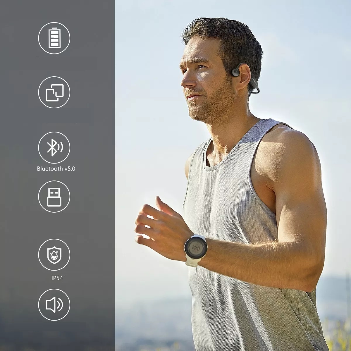 Audifonos Bluetooth Deportivos Wireless Conducción Ósea B10 NEGRO