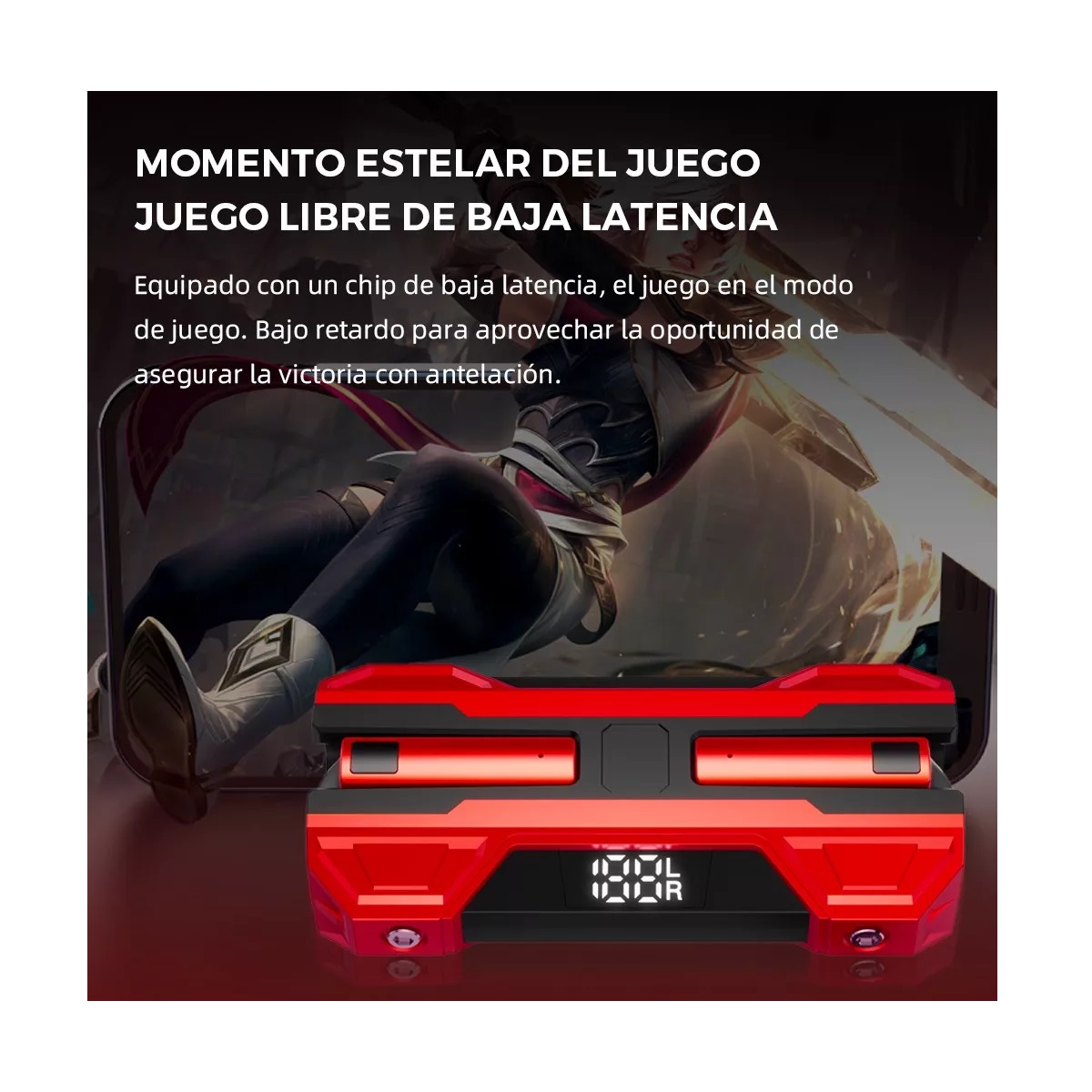 Audifonos Gamer Bluetooth Audifono In Ear Reducción De Ruido Rojo