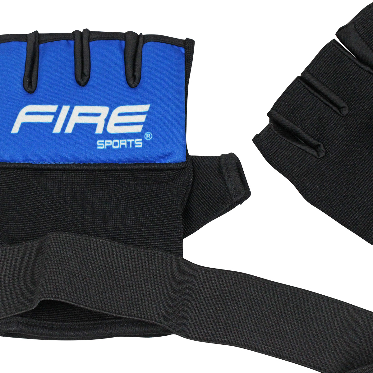 PAR DE GUANTES DE GEL CON VENDAJE FIRE SPORTS PARA BOX Y ARTES MARCIALES AZUL/NEGRO T-GD.