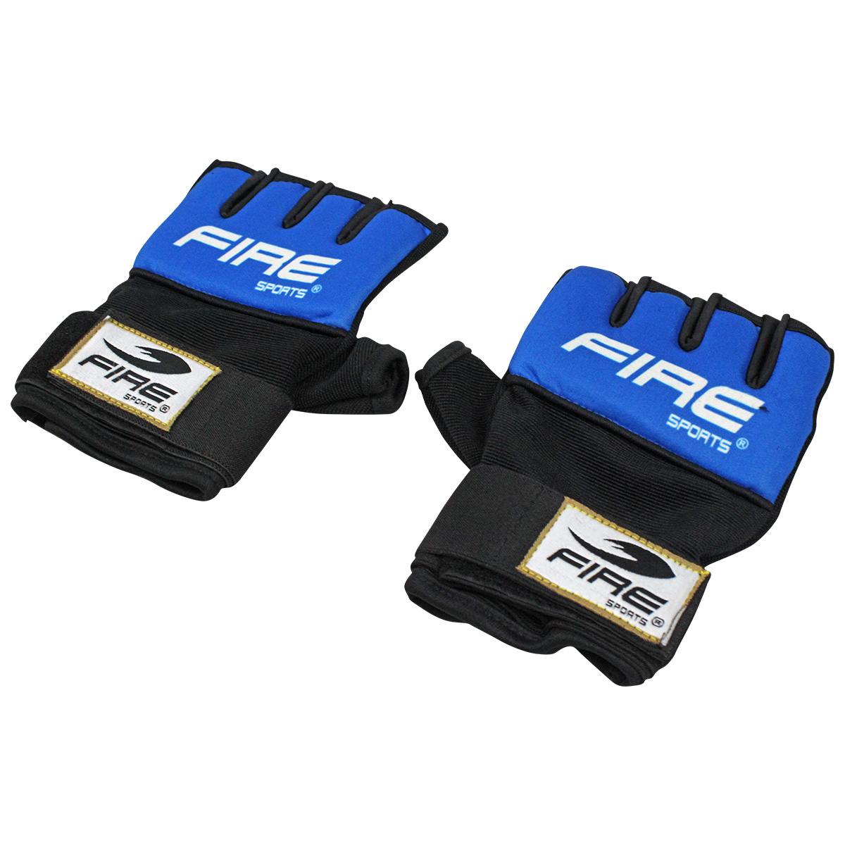 PAR DE GUANTES DE GEL CON VENDAJE FIRE SPORTS PARA BOX Y ARTES MARCIALES AZUL/NEGRO T-GD.