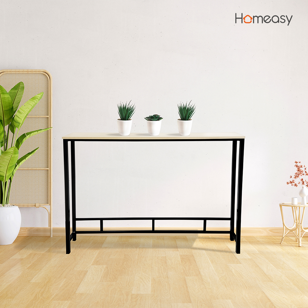MESA MINIMALISTA DE MELAMINA COLOR CAFÉ CLARO.