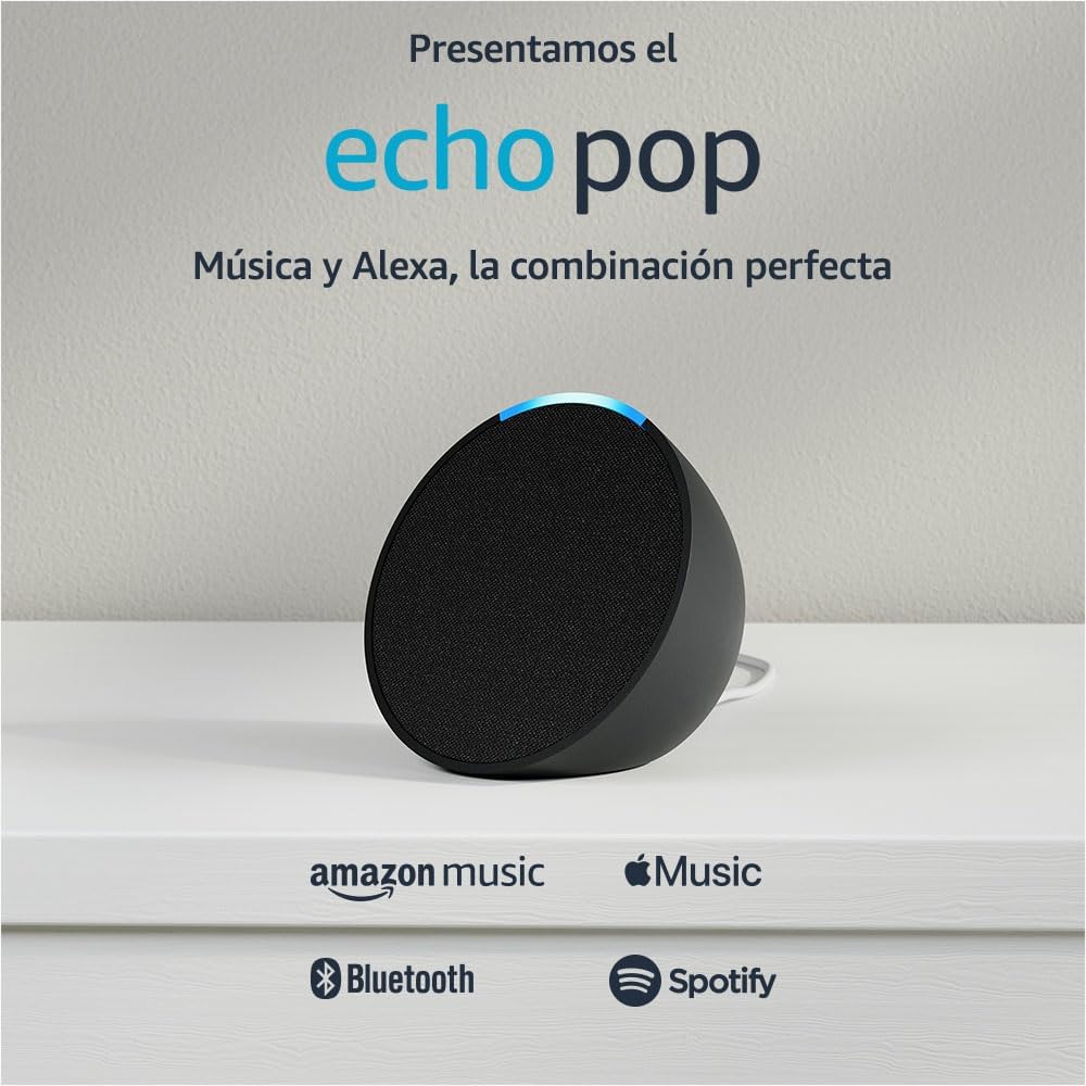 Echo Pop Color Negro+ Foco Inteligente Certificado Alexa .
