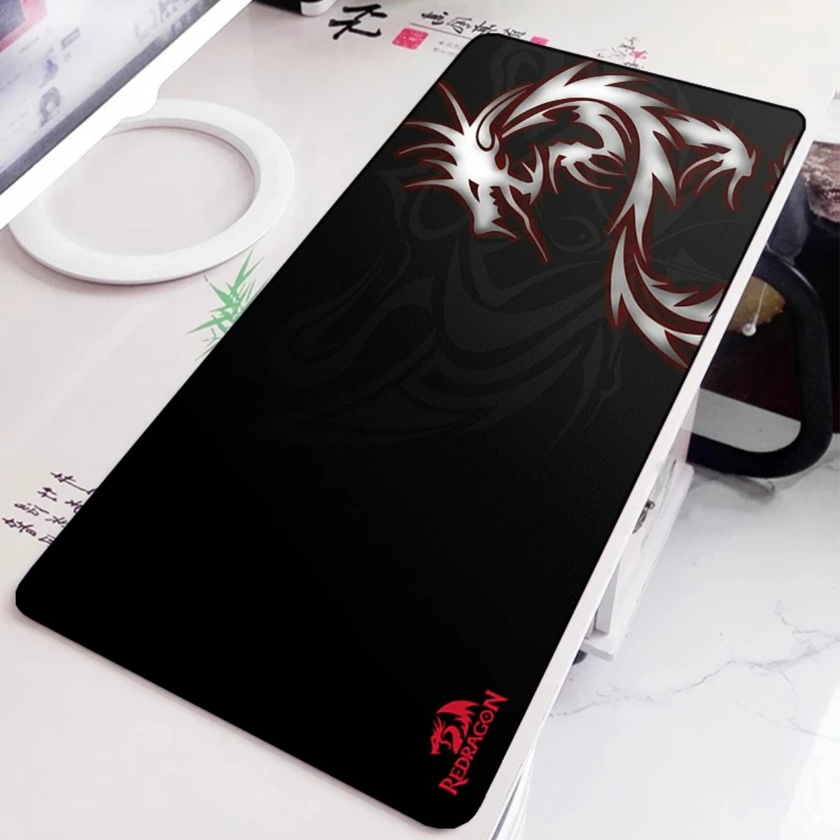 Mouse Pad Gaming dragon blanco juego alfombrilla goma Antideslizante compu Pc Lap 90*40cm XL cel