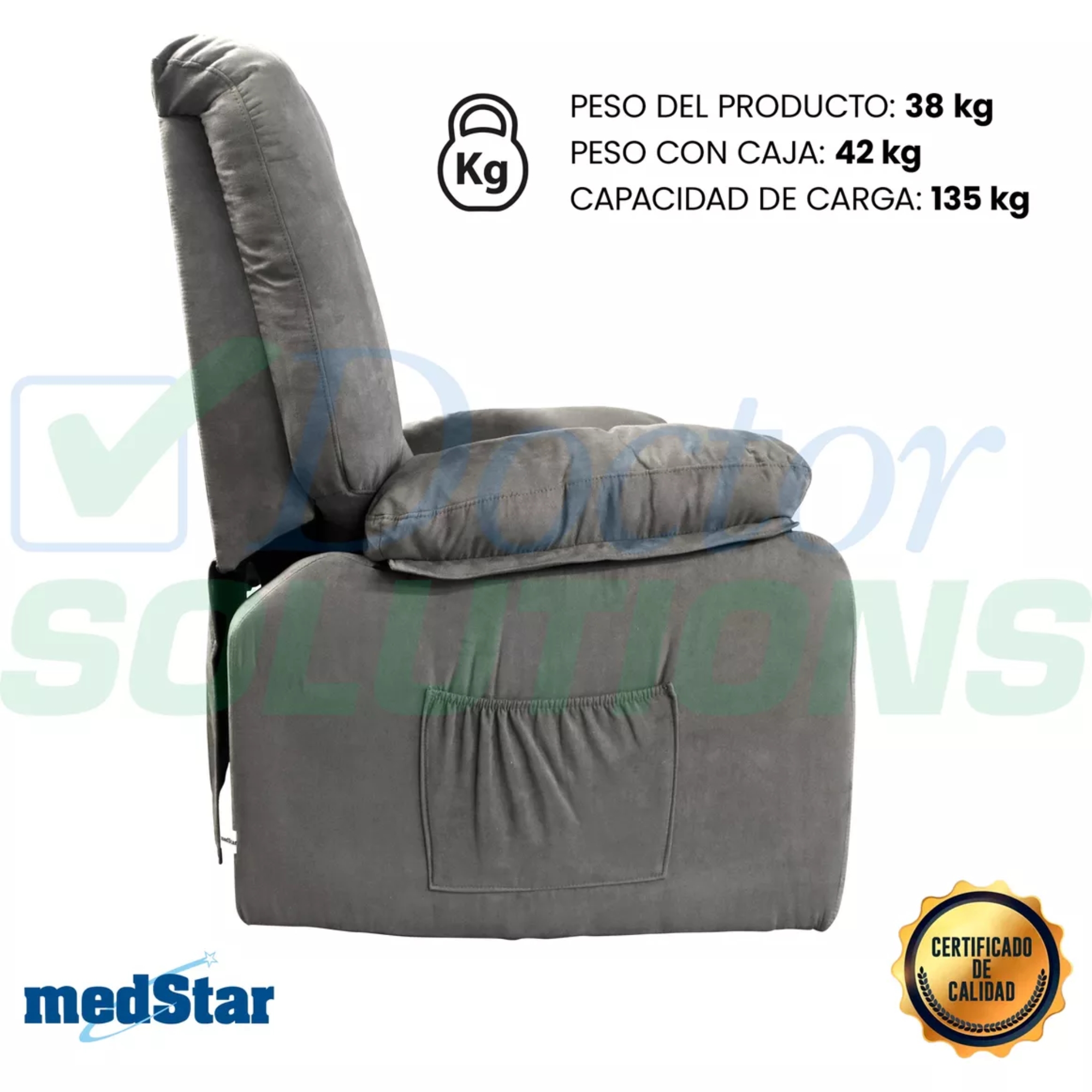 Sillón Reclinable Medstar Gris Eléctrico.