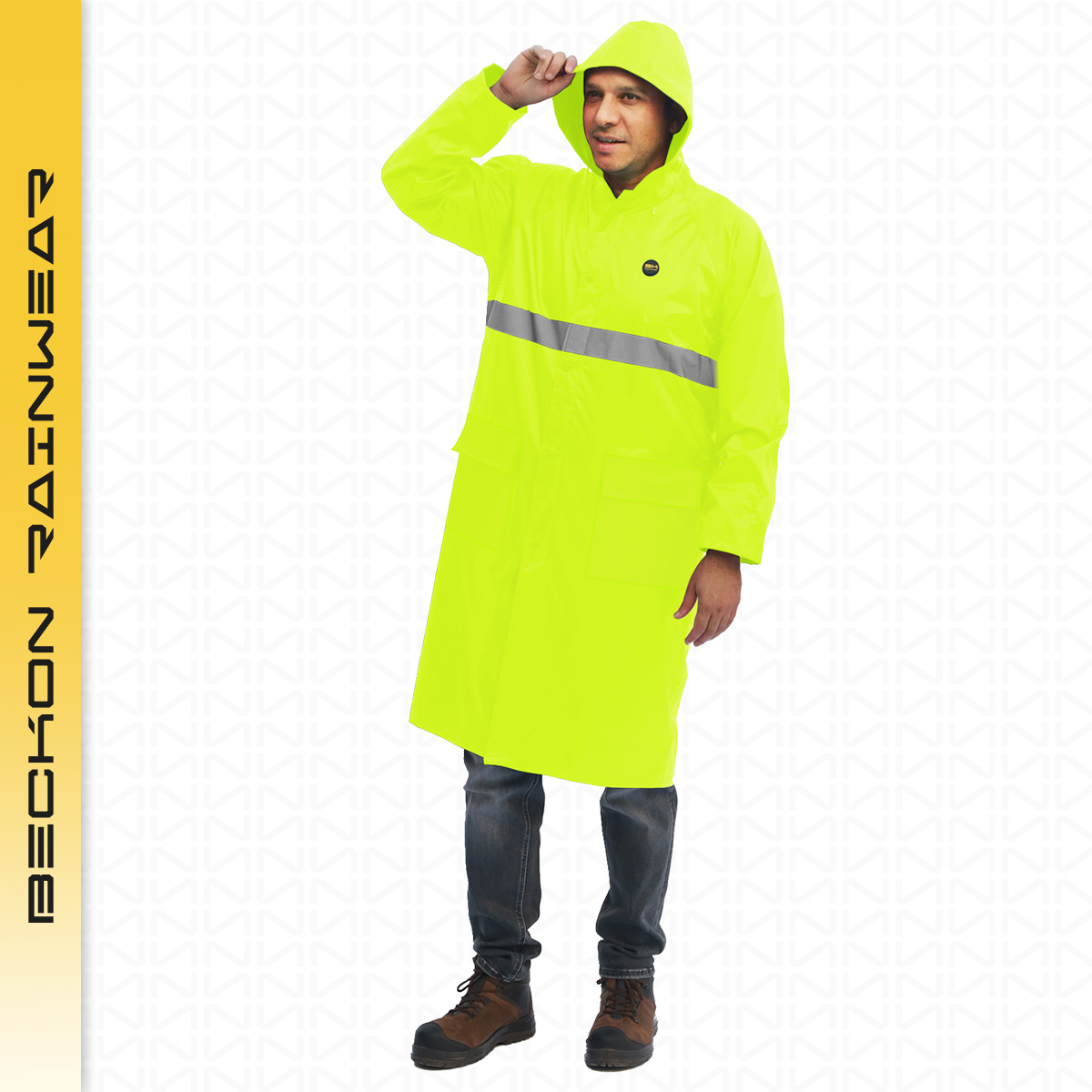 Impermeable gabardina largo para lluvias ligero premium unisex hombre mujer con reflejantes rainwear tallas disponibles.