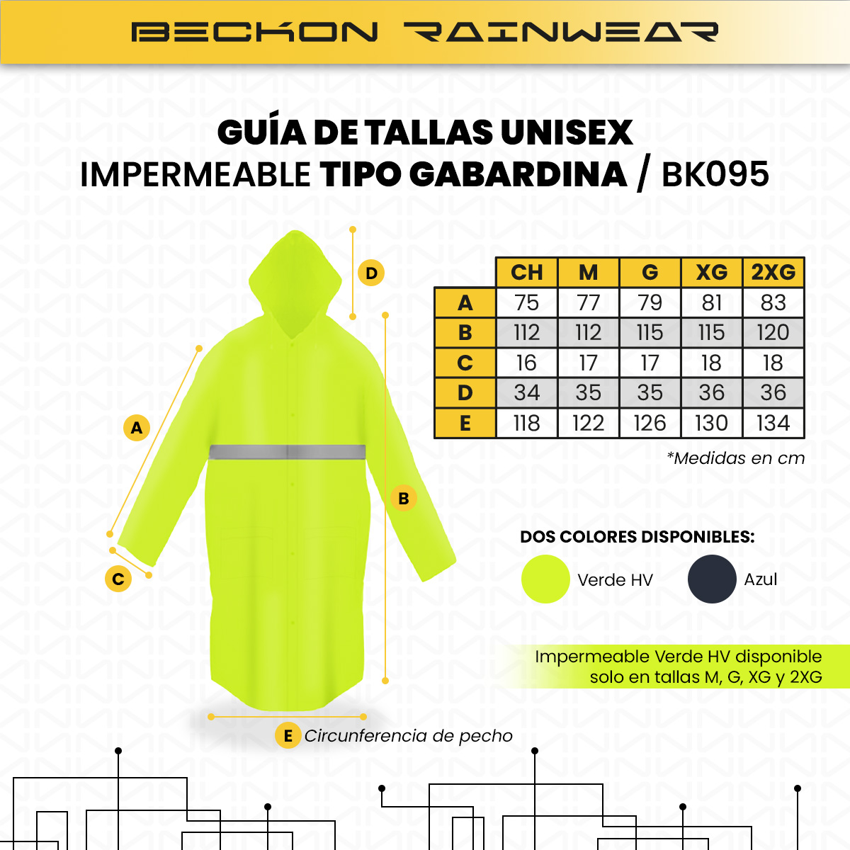 Impermeable gabardina largo para lluvias ligero premium unisex hombre mujer con reflejantes rainwear tallas disponibles.