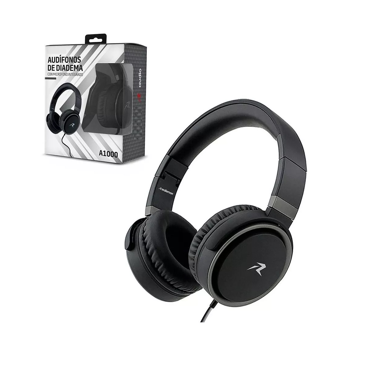 Audífonos Diadema Micrófono Hd Plegables Aux. 3.5mm Redlemon Color Negro