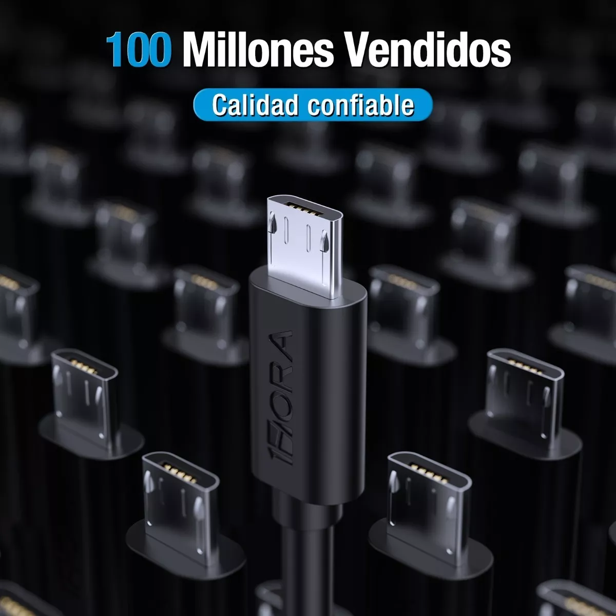 Cable usb 2mts V8 Microusb Android Datos Carga Rápida Negro