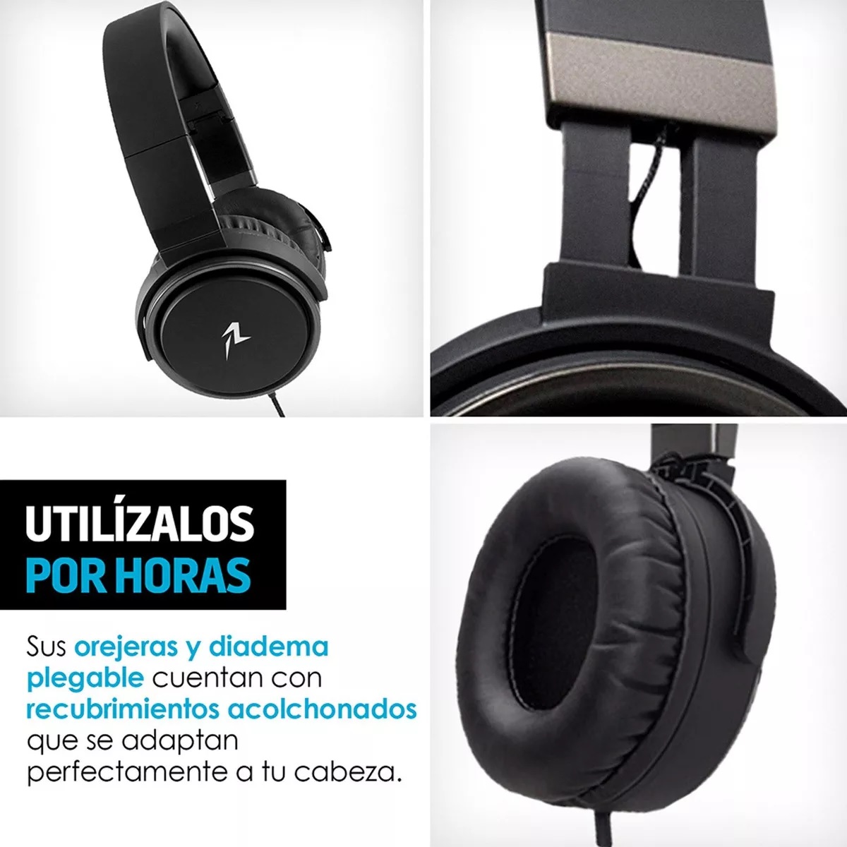 Audífonos Diadema Micrófono Hd Plegables Aux. 3.5mm Redlemon Color Negro