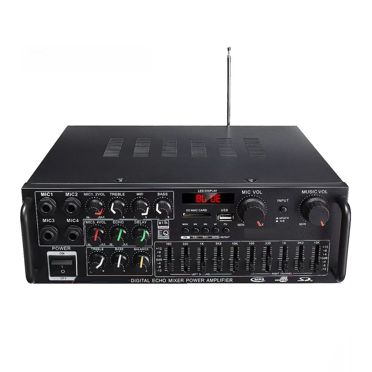Amplificador De Audio Para Auto Casa Bluetooth Negro
