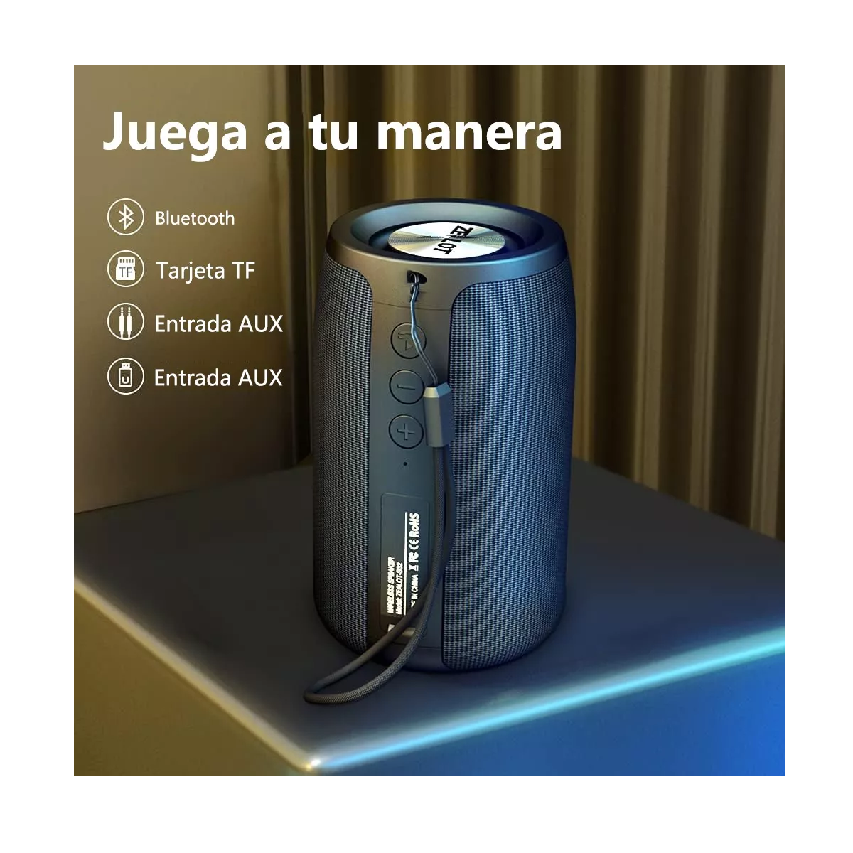 Bocina portátil con bluetooth y wifi negra