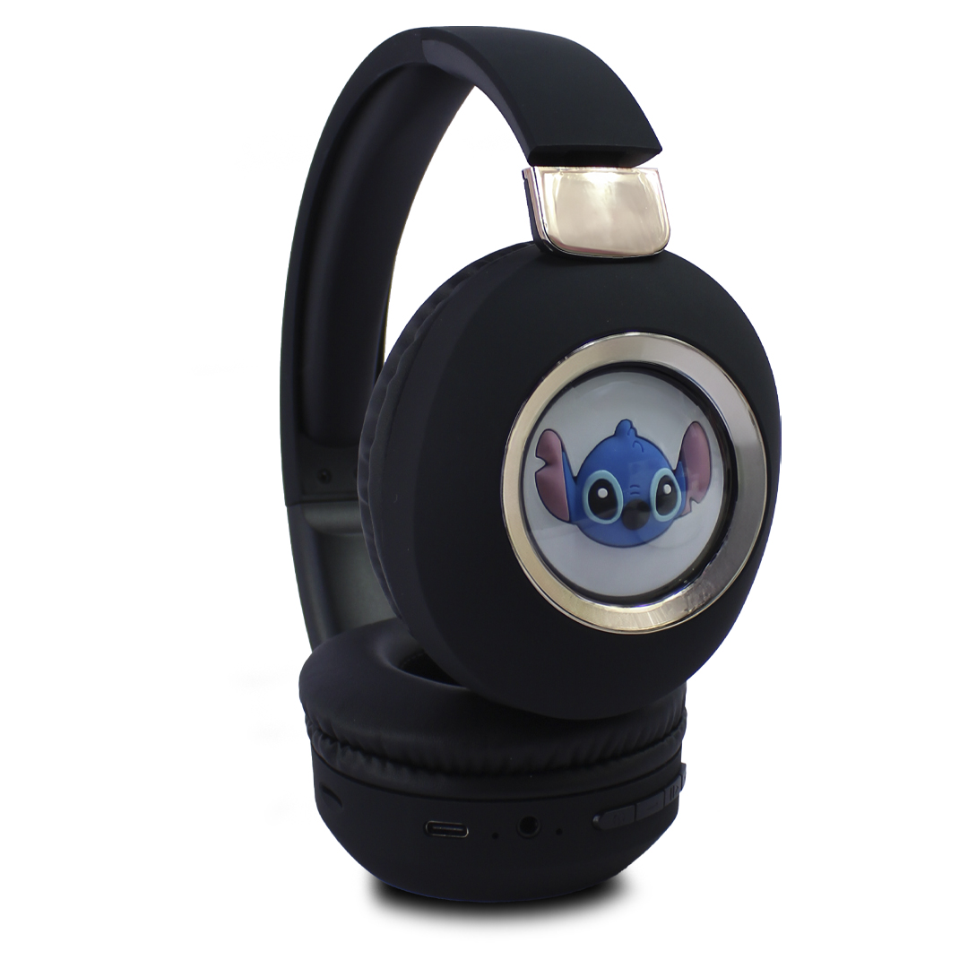 Audífonos Stich Negro Cascos Inalambricos Con Luz Led.
