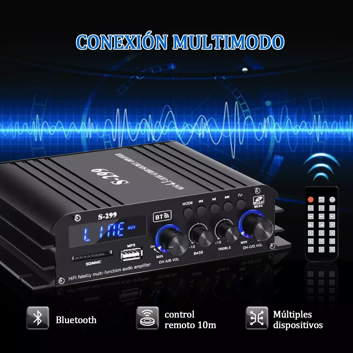 Mini Amplificador De Audio Case 4.1 Canales Negro