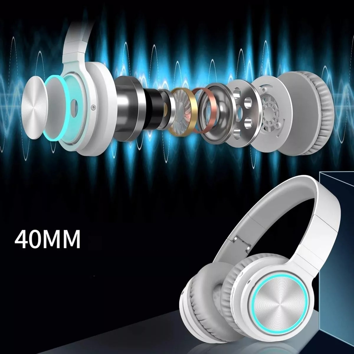 Audifonos Diadema Bluetooth Inalámbricos Dura 8 Horas Blanco/Gris
