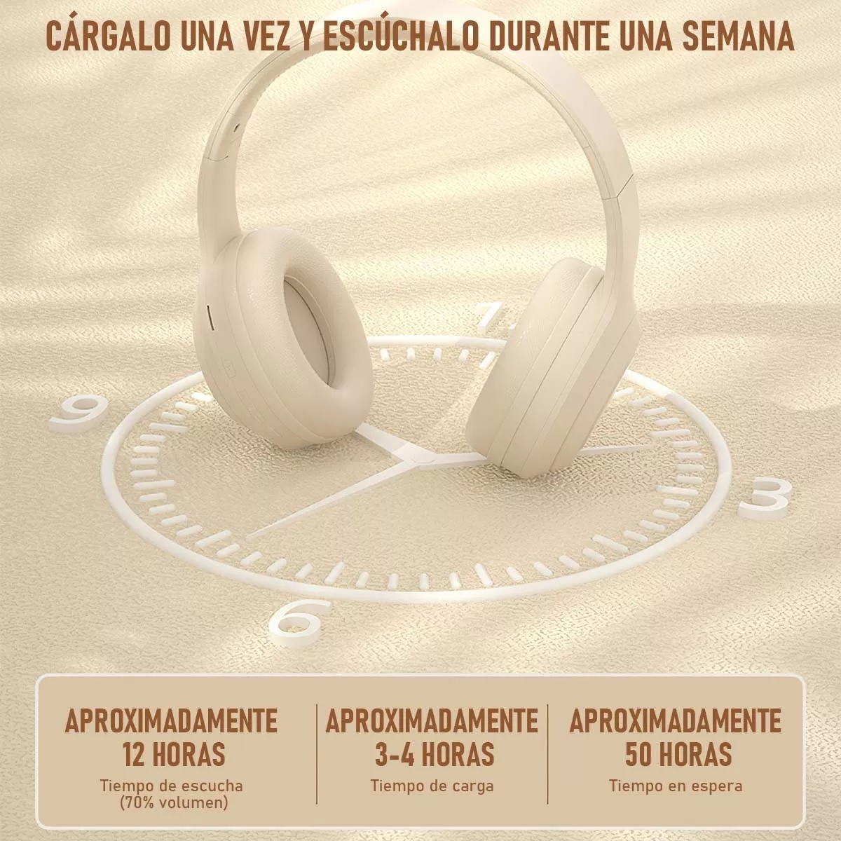 Audífonos De Música Inalámbricos Gamer Con bluetooth Beige