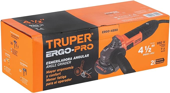 Truper ERGO-4590, Esmeriladora angular 4-1/2" 950 W ERGO-PRO.
