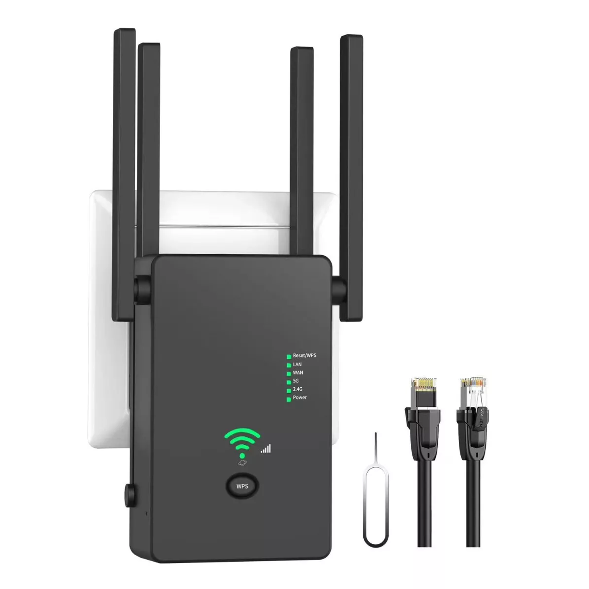 Repetidor Wifi Amplificador Senal De 1200mbps 2.4 5.8ghz Wps Negro