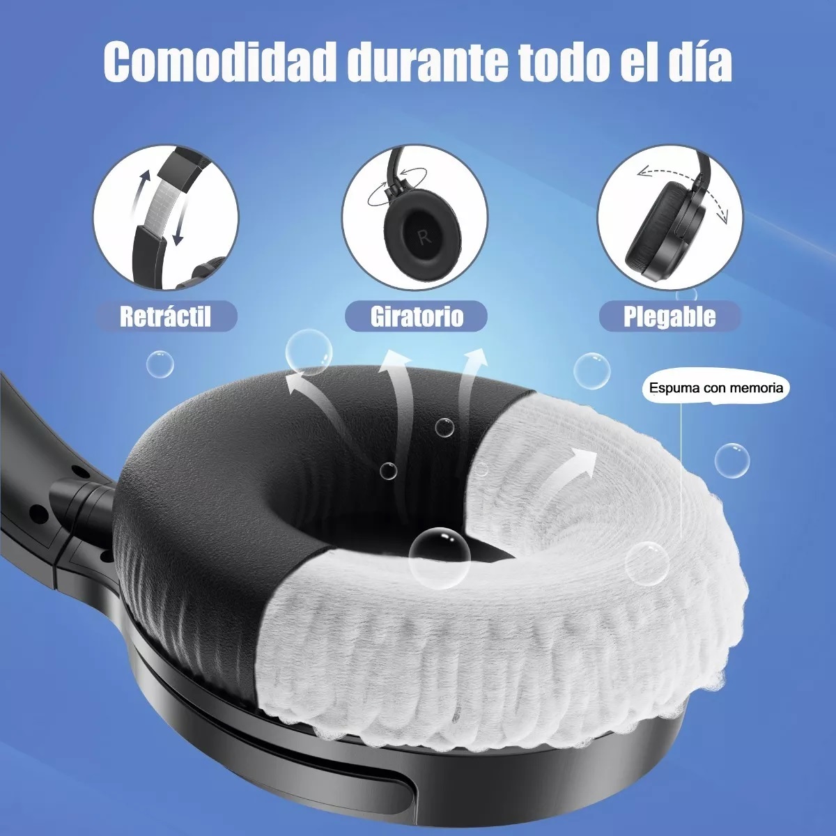 Audifonos Cancelacion Ruido Diadema Inalámbrico Bluetooth Negro