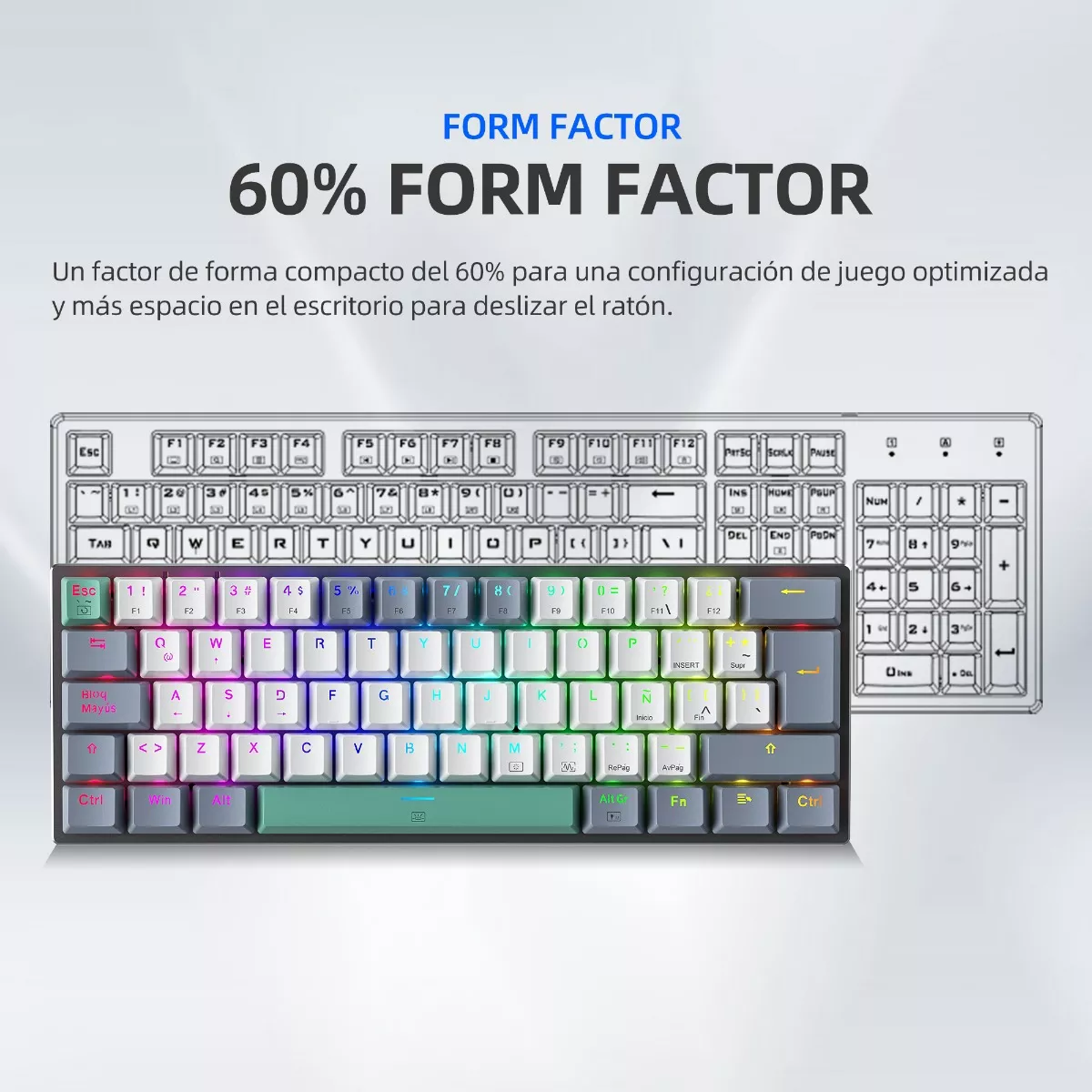 Teclado Mecánico 60% Gamer Español Rgb Pc 