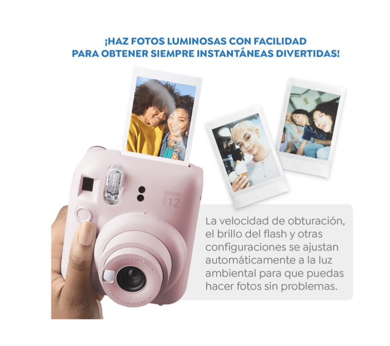 Cámara Instax Mini 12 Color Rosa.