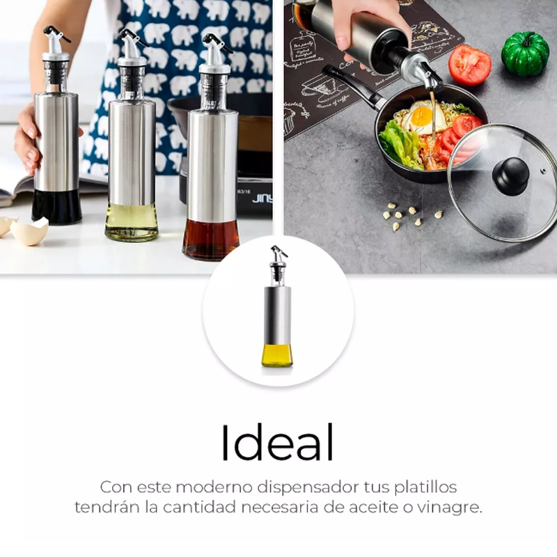 2 Botellas Dispensador De Aceite 300ml Aceitera De Cocina