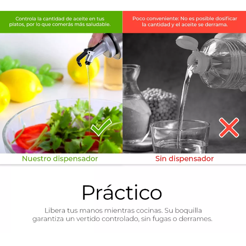 2 Botellas Dispensador De Aceite 300ml Aceitera De Cocina
