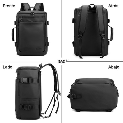 Mochila De Viaje Para Hombre, Aprobado Por Avión 10kg, Negro