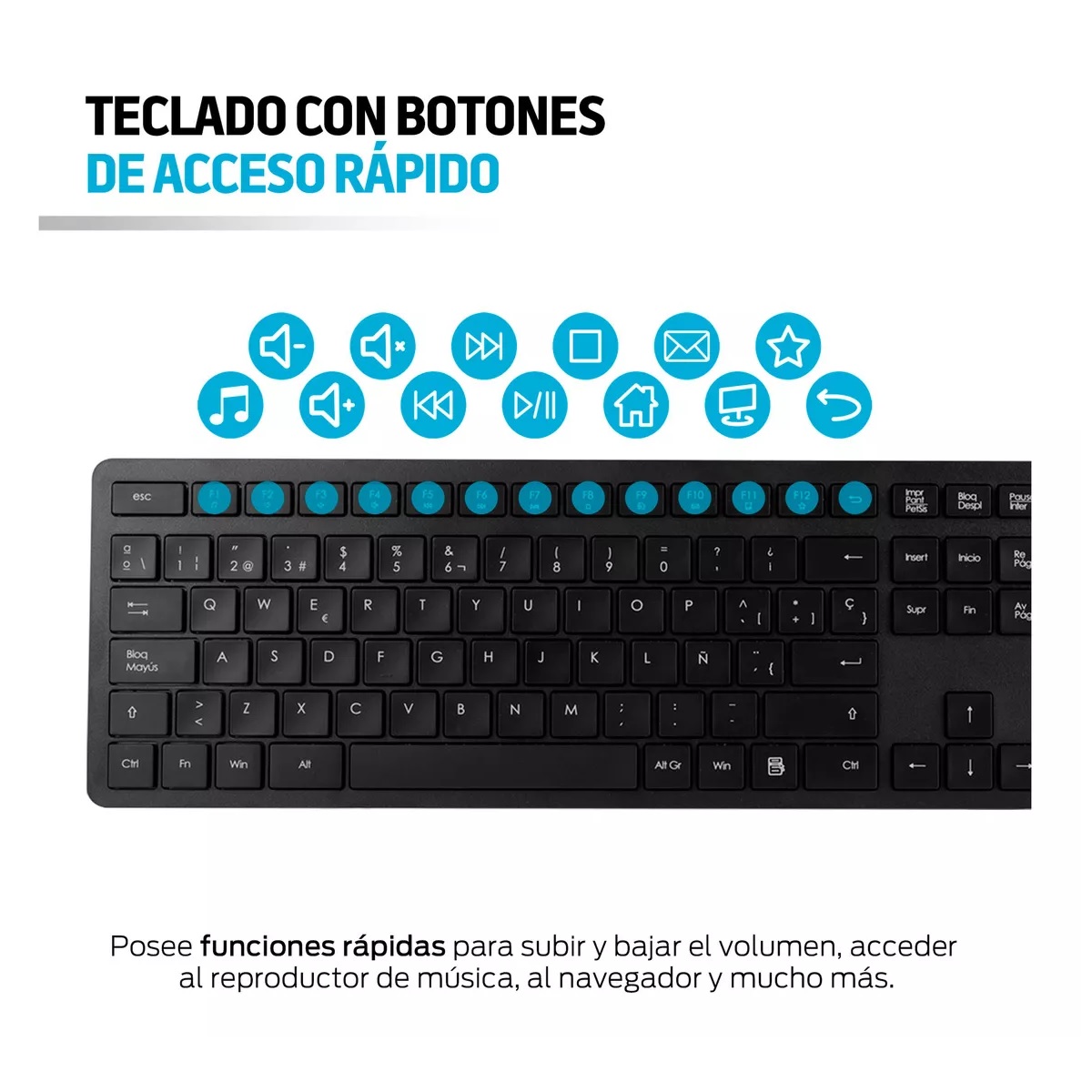 Teclado Y Mouse Inalámbricos Con Receptor Usb Negro.