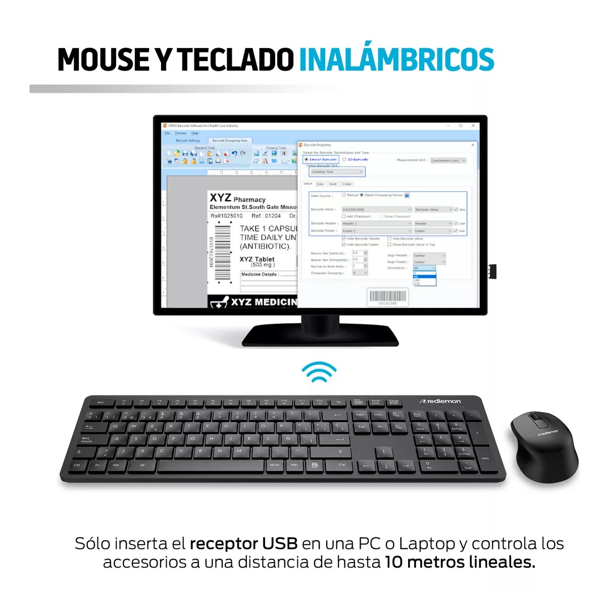 Teclado Y Mouse Inalámbricos Con Receptor Usb Negro.