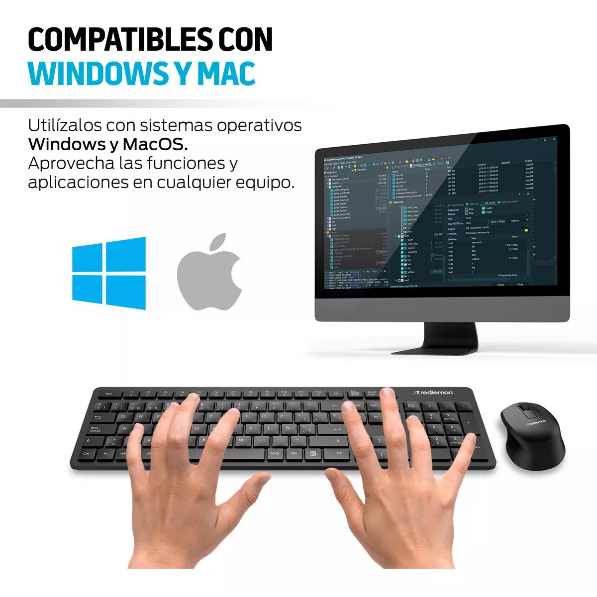 Teclado Y Mouse Inalámbricos Con Receptor Usb Negro.