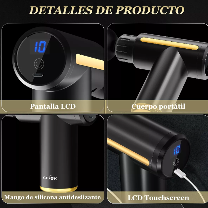 Pistola De Masaje Relajante Muscular De 4 Cabezales