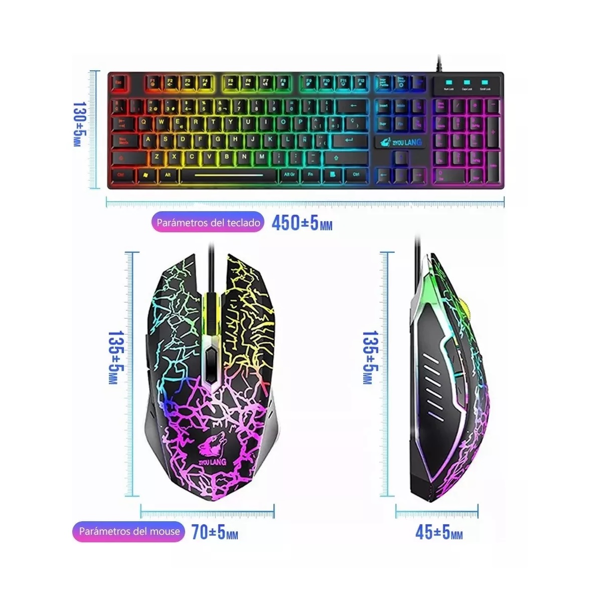 Kit de teclado y mouse Free Wolf T13 - Con cable Negro