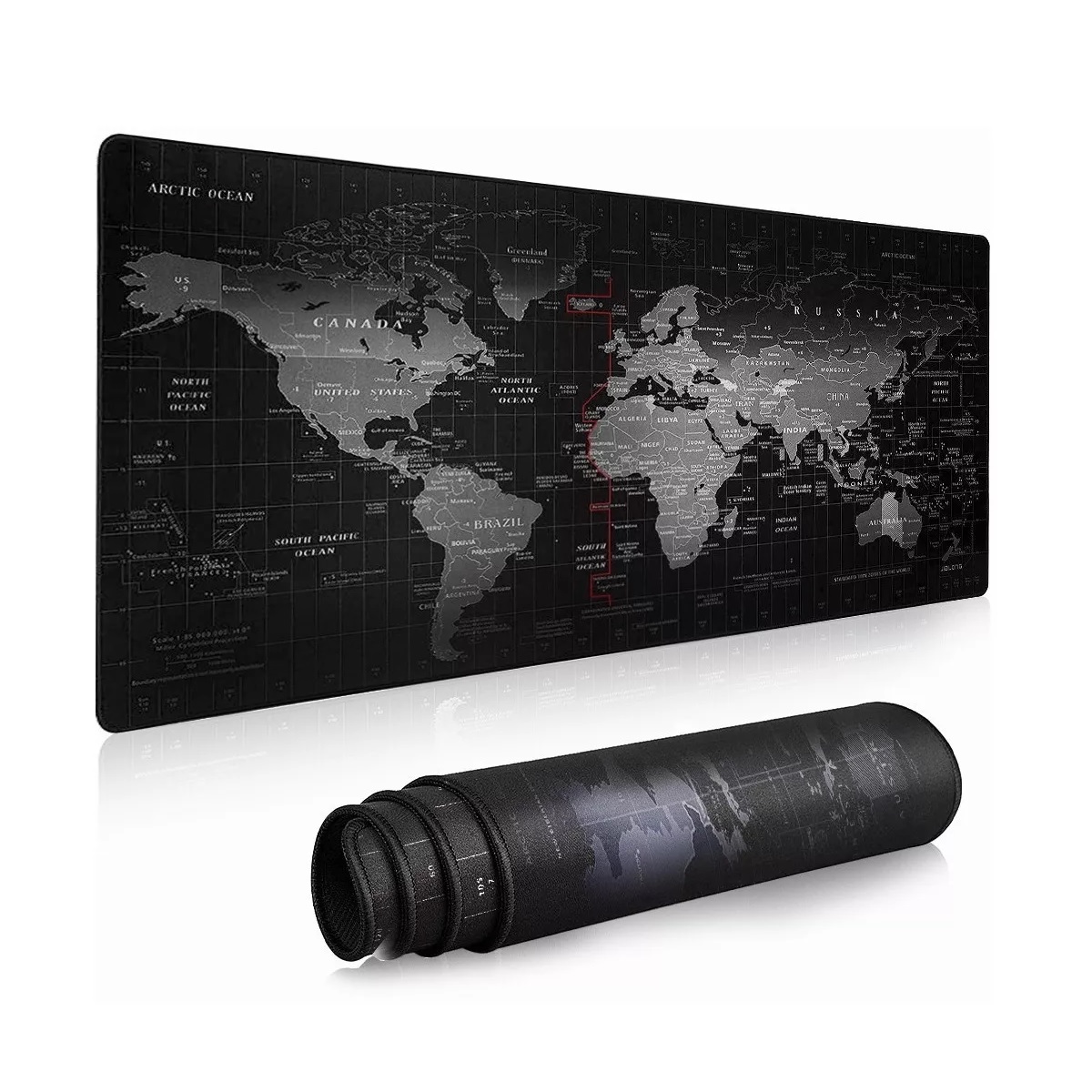 Mouse Pad Gamer Alfombrilla  80x30cm Negro Mapa