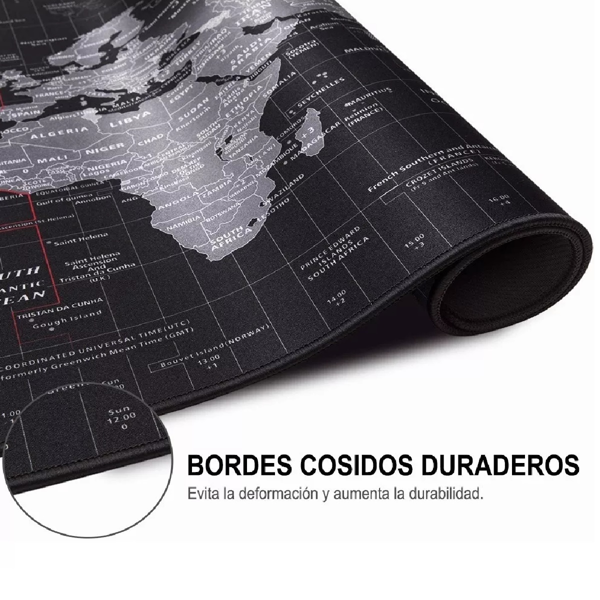 Mouse Pad Gamer Alfombrilla  80x30cm Negro Mapa