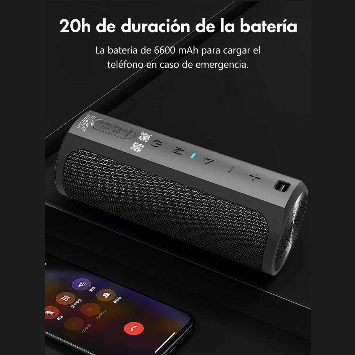 Bocina portátil con bluetooth waterproof negra