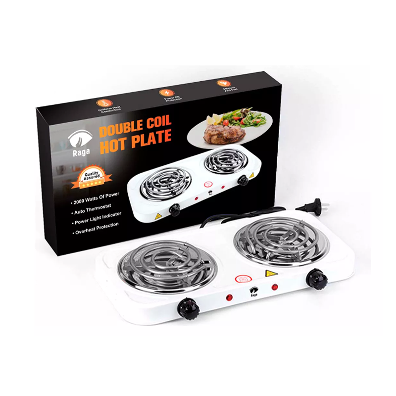Parrilla Eléctrica Raga 2 Quemadores Acero Inoxidable 2000w Color Blanco