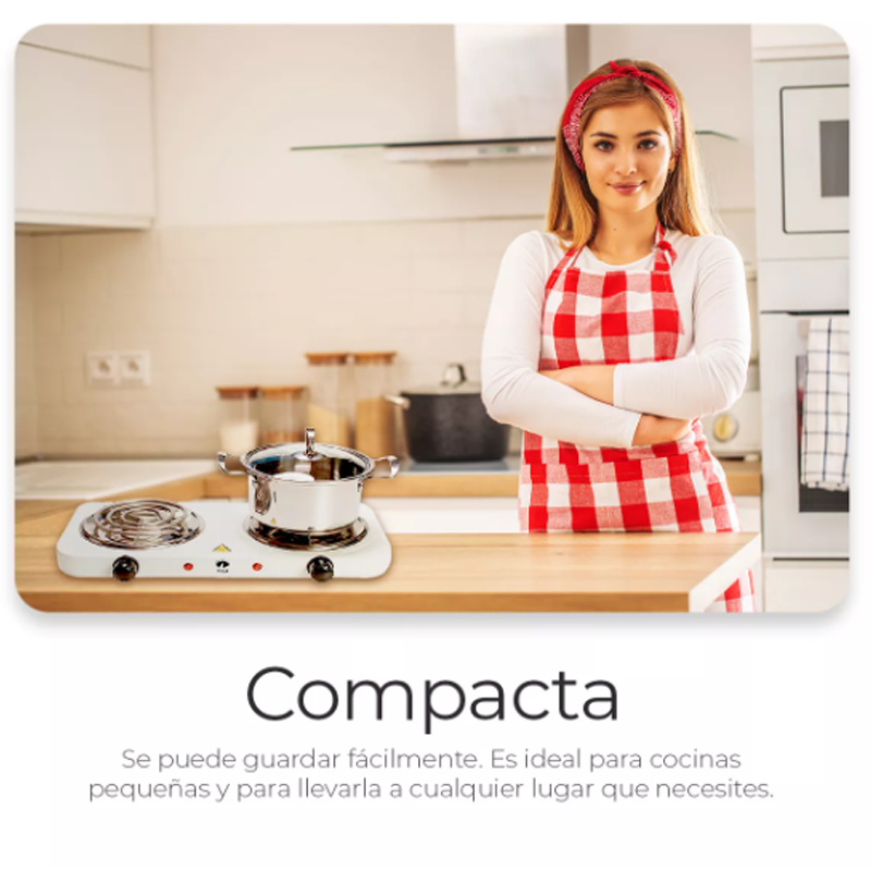 Parrilla Eléctrica Raga 2 Quemadores Acero Inoxidable 2000w Color Blanco