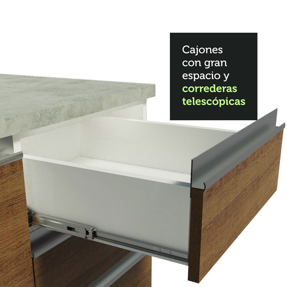 Mueble de Cocina Integral 280cm Madesa Marina Blanco/Marrón 01.