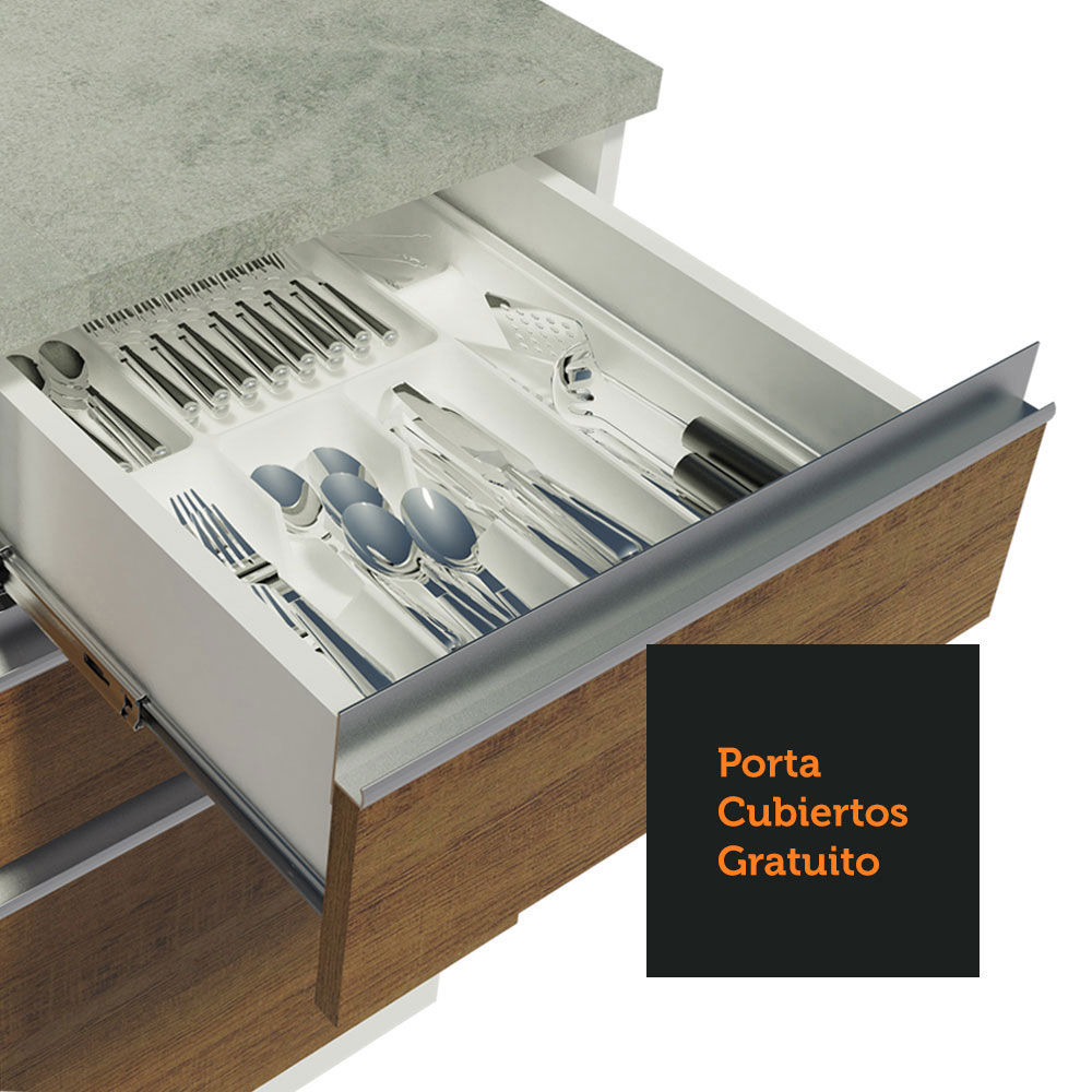 Mueble de Cocina Integral 280cm Madesa Marina Blanco/Marrón 01.