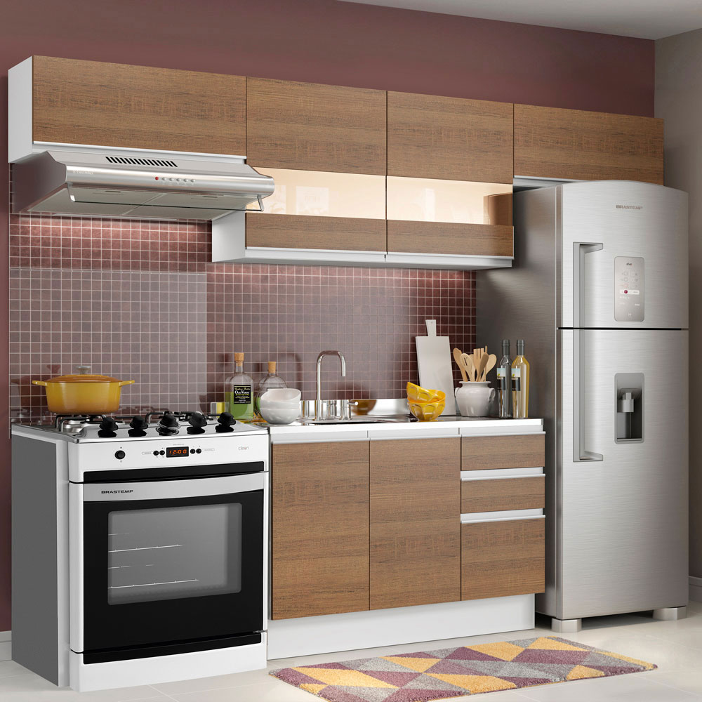 Mueble de Cocina Integral 280cm Madesa Marina Blanco/Marrón 01.